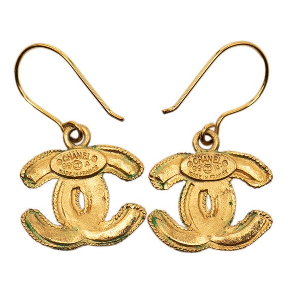 CHANEL Vintage Gold Logo Earrings - Picture 2 of 4